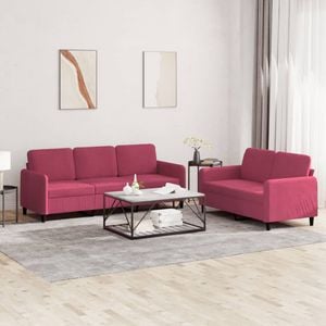 Set canapele 2 piese vidaXL, 138 x 77 x 80, catifea, Rosu