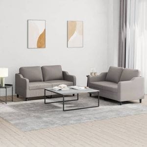 Set de canapea cu perne vidaXL, 2 piese, 138 x 77 x 80, material textil, Taupe