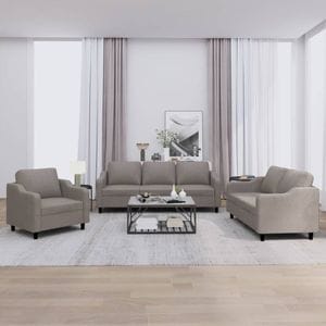 Set de canapea cu perne vidaXL, 3 piese, 78 x 77 x 80, material textil, Taupe