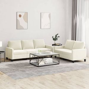 Set de canapele cu perne vidaXL, 2 piese, 138 x 77 x 80, catifea, Crem