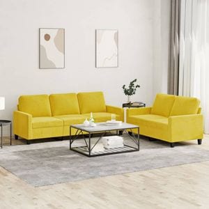 Set de canapele cu perne vidaXL, 2 piese, 138 x 77 x 80, catifea, Galben