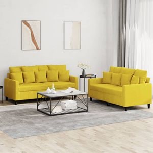 Set de canapele cu perne vidaXL, 2 piese, 138 x 77 x 80, catifea, Galben