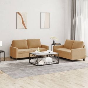 Set de canapele cu perne vidaXL, 2 piese, 138 x 77 x 80, catifea, Maro