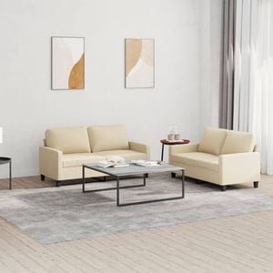 Set de canapele cu perne vidaXL, 2 piese, 138 x 77 x 80, textil, Crem