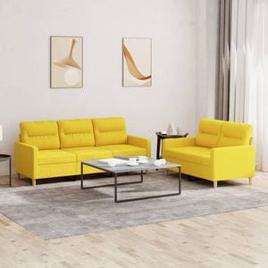 Set de canapele cu perne vidaXL, 2 piese, 138 x 77 x 80, textil, Galben