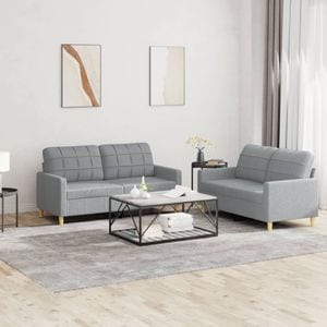 Set de canapele cu perne vidaXL, 2 piese, 138 x 77 x 80, textil, Gri