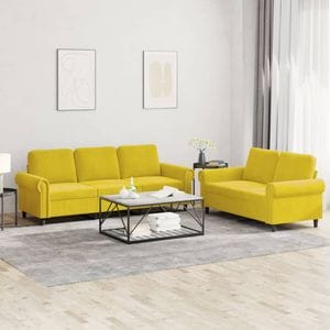 Set de canapele cu perne vidaXL, 2 piese, 152 x 77 x 80, catifea, Galben