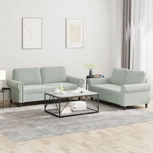 Canapea fixa VidaXL, 2 locuri, 152 x 77 x 80 cm, 2 bucati, gri