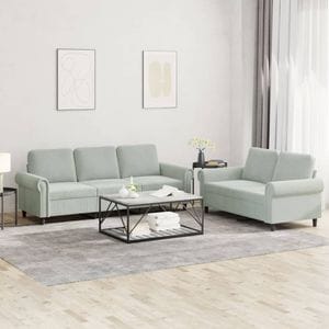 Set 2 canapele VidaXL, 3 locuri, 152-212 x 77 x 80 cm, gri