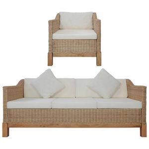 Set canapele si fotoliu VidaXL, 2 piese, 171 x 78 x 74 cm, maro