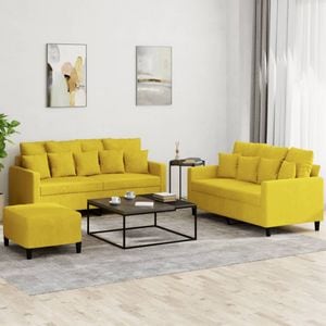 Set de canapele cu perne vidaXL, 3 piese, 138 x 77 x 80, catifea, Galben