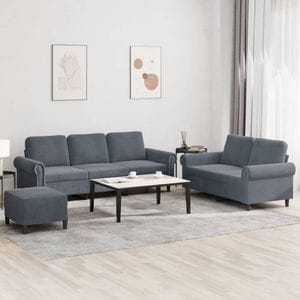 Set de canapele cu perne vidaXL, 3 piese, 152 x 77 x 80, catifea, Gri