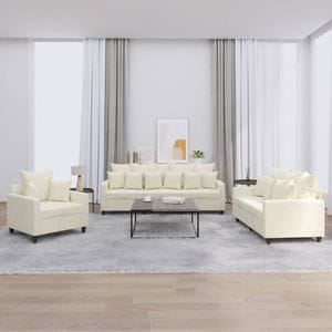 Set de canapele cu perne vidaXL, 3 piese, 78 x 77 x 80, catifea, Crem