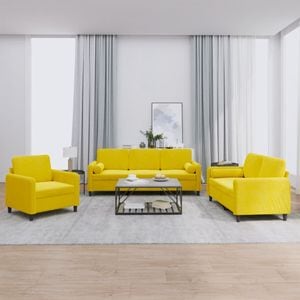 Set de canapele cu perne vidaXL, 3 piese, 78 x 77 x 80, catifea, Galben