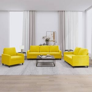 Set de canapele cu perne vidaXL, 3 piese, 78 x 77 x 80, catifea, Galben