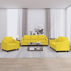 Set de canapele cu perne vidaXL, 3 piese, 78 x 77 x 80, textil, Galben