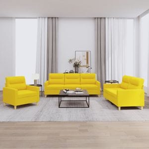 Set de canapele cu perne vidaXL, 3 piese, 78 x 77 x 80, textil, Galben