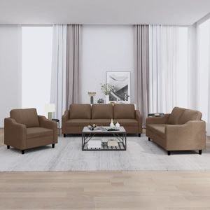 Set de canapele cu perne vidaXL, 3 piese, 78 x 77 x 80, textil, Maro