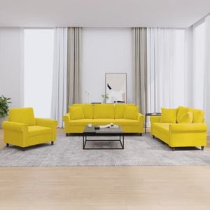 Set de canapele cu perne vidaXL, 3 piese, 92 x 77 x 80, catifea, Galben