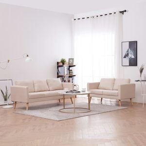 Set de canapele vidaXL, 2 piese, 116 x 70 x 73, material textil, Crem