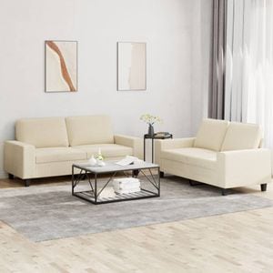 Set de canapele vidaXL, 2 piese, 154 x 77 x 80, material textil, Crem