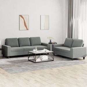 Set de canapele vidaXL, 2 piese, 154 x 77 x 80, material textil, Gri