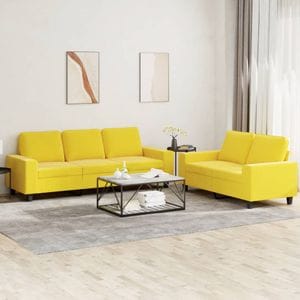 Set de canapele vidaXL, 2 piese, 154 x 77 x 80, textil, Galben
