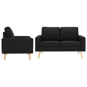 Set de canapele vidaXL, 2 piese, 77 x 71 x 80, material textil, Negru