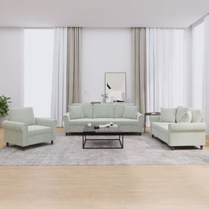 Set de canapele vidaXL, 3 piese, cu perne, 92 x 77 x 80, catifea, Gri