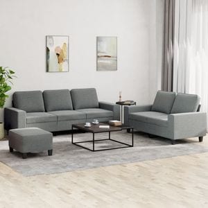 Set de canapele vidaXL, 3 piese, 154 x 77 x 80, textil, Gri