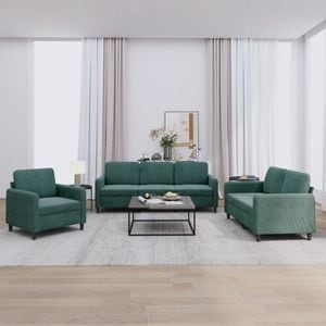 Set de canapele vidaXL, 3 piese, 78 x 77 x 80, catifea, Verde