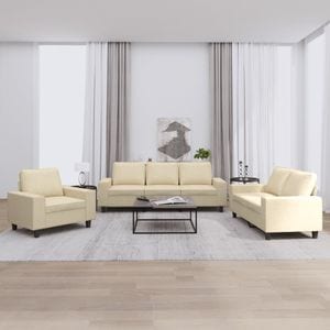 Set de canapele vidaXL, 3 piese, 94 x 77 x 80, material, Crem