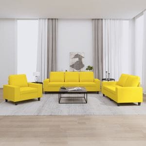 Set de canapele vidaXL, 3 piese, 94 x 77 x 80, textil, Galben