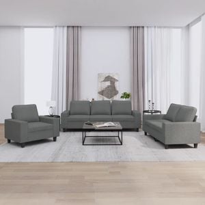Set de canapele vidaXL, 3 piese, 94 x 77 x 80, textil, Gri