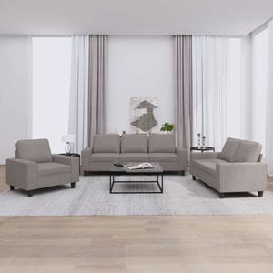 Set de canapele vidaXL, 3 piese, 94 x 77 x 80, textil, Taupe