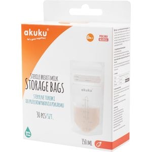 Set pungi sterile AKUKU, pentru stocarea laptelui matern, 30 bucati, 150 ml
