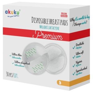 Absorbante pentru san AKUKU A0354, 30 bucati, Alb