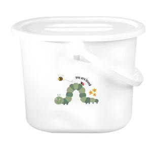Galeata pentru scutece cu capac, Bebe-Jou, 14 L, Bohemian Garden - Alb (desen: omida)