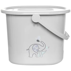 Galeata pentru scutece cu capac, Bebe-Jou, 14 L, Ollie - Gri (desen: elefantel) 