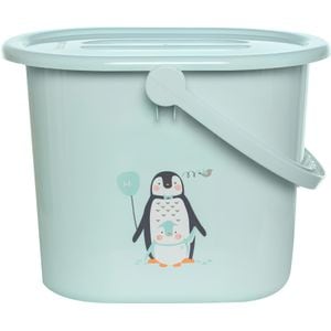 Galeata pentru scutece cu capac, Bebe-Jou, 14 L, Lou-Lou - Turcoaz (desen: pinguin)