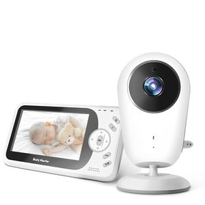 Sistem monitorizare Video si Audio pentru Bebelusi SuperBaby IdealStore, Ecran HD 4.3 inch, Monitorizare temperatura, Vedere HD,  Cantece de leagan, Raza mare  250m