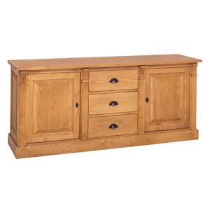 Bufet cu 2 usi si 3 sertare SZEL MOB Directoire, 179 x 78 x 51 cm, lemn masiv, maro