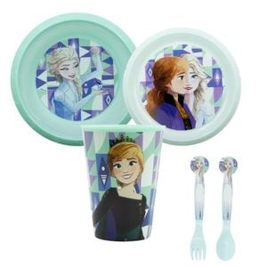 Set 5 piese pentru servit masa, plastic, fara BPA, multicolor, Ice Magic, Frozen