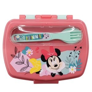 Cutie sandwich cu lingura si furculita, multicolor, plastic fara BPA, Being, Minnie Mouse