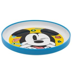 Farfurie plastic, 20 cm, antiderapant, multicolor, compatibil cu microunde, fara BPA, Fun, Mickey Mouse
