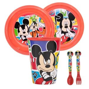 Set 5 piese pentru servit masa, plastic, fara BPA, multicolor, Mickey Mouse, Disney