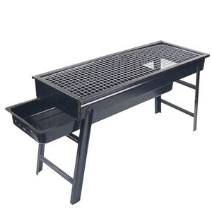 Gratar pliabil pentru camping si pescuit HousexL Mini Barbecue, Din otel, Sarma grill cromata, 60 x 22 cm, Negru