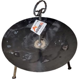 Gratar disc din otel HouseXL Barbecue Disk, Din taler de tractor, Picioare detasabile, Maner rece, Grosime 5 mm, Diametru 51 centimetri, Negru