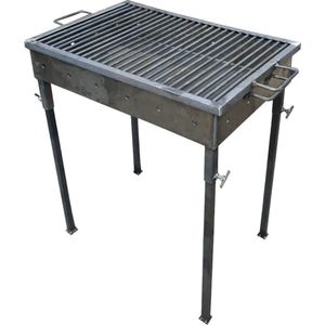 Gratar de Gradina Traditional din Fier , Realizat Manual, picioare detasabile, 60 x 40 x 71 cm, Tabla 2 mm,sarma grill 8mm, Negru