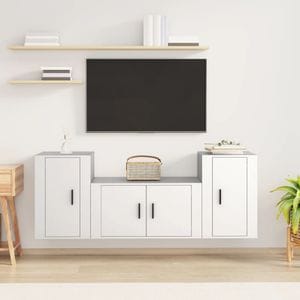 Set comoda TV vidaXL, 3 piese, lemn prelucrat, alb